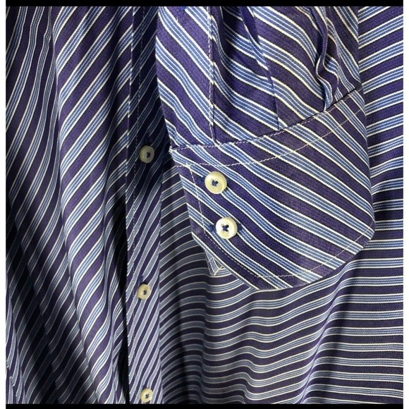 Tommy Hilfiger Men’s Purple Striped Long Sleeve Collared Button Up Shirt Sz MED - Picture 3 of 4